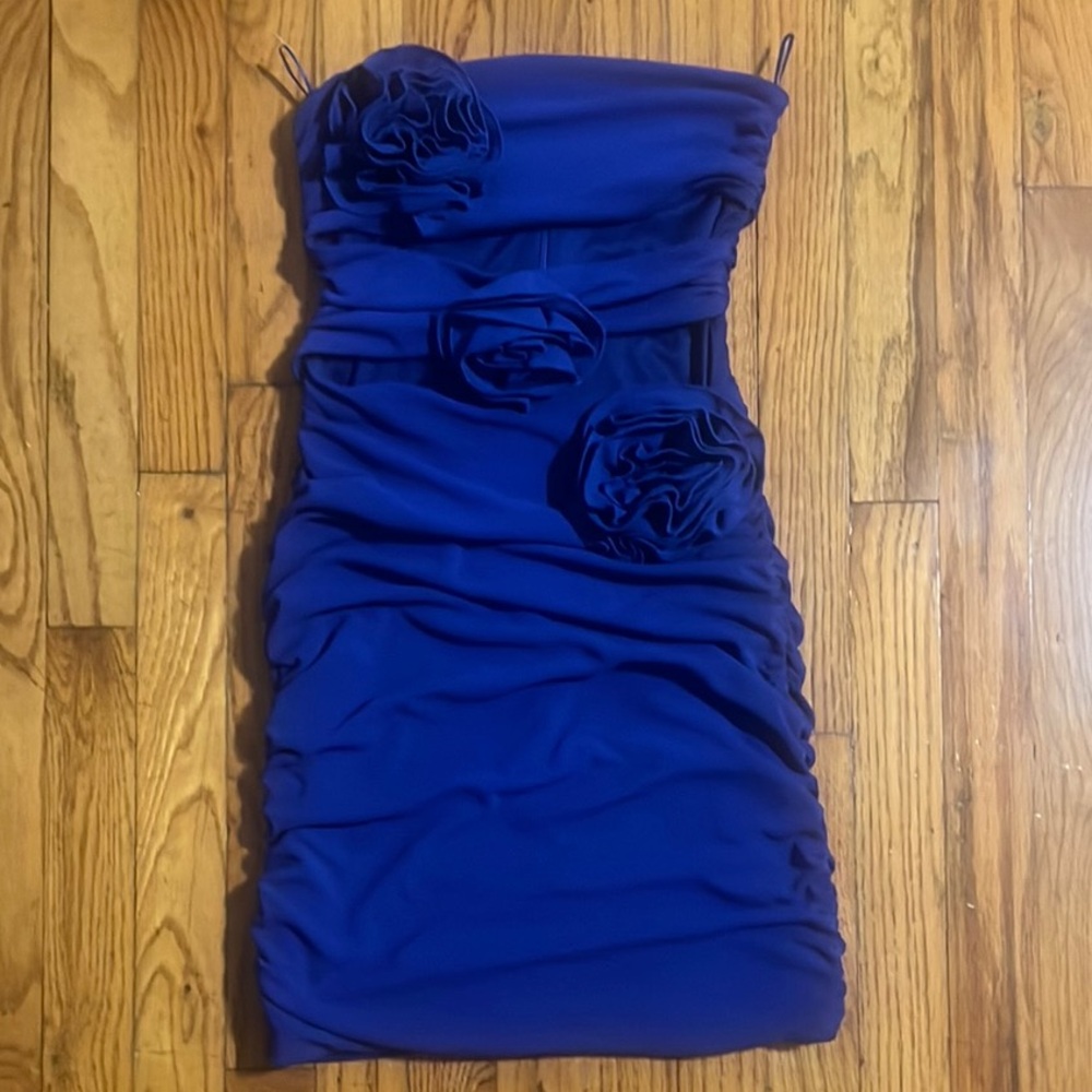 Zara Blue Ruched Bodycon Dress